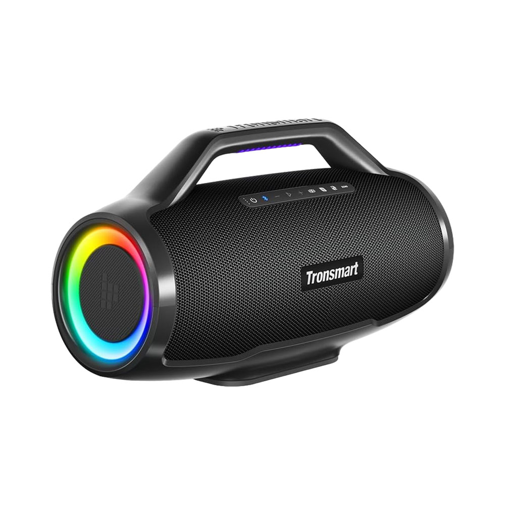El speaker Tronsmart Bang Max, modelo Bang Max, de color negro, es un potente dispositivo de audio con una potencia de 130W y una respuesta frecuente de 60Hz a 20kHz. Su diseño resistente con clasificación IPx6 lo hace ideal para exteriores, mientras que su conectividad incluye puertos USB-A, Aux, 2x P10, TF y USB, además de Bluetooth. Las luces LED ofrecen tres modos diferentes para mejorar la experiencia visual. Con una impresionante autonomía de 24 horas, gracias a su batería de 18000mAh, el Tronsmart Bang Max garantiza una experiencia auditiva prolongada y de alta calidad.

- Modelo: Bang Max.
- Color: Negro.
- Potencia: 130W.
- Respuesta frecuente: 60Hz - 20kHz.
- Resistencia: IPX6.
- Conectividad: USB-A, Aux, 2x P10, TF y USB.
- Luces: LED 3 modos.
- Funciones: Bluetooth.
- Autonomía: 24 horas aproximadamente.
- Batería: 18000mAh.
