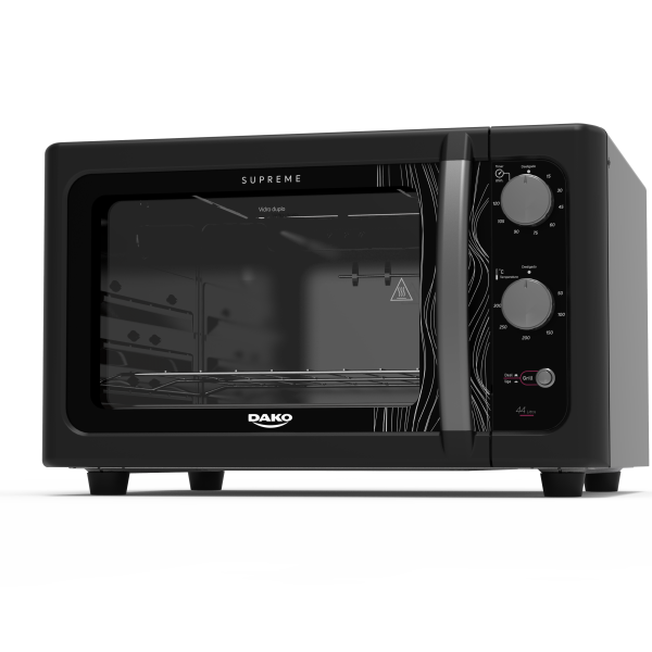 Capacidad de 44L.
Color Negro
Temperatura mínima de 50 °C - máxima de 300 °C.
Termostato para control de temperatura y función de timer.
Grill incluido, perfecto para comidas más doradas y crujientes.
3 estantes que permiten cocinar varias recetas en simultáneo.
Cuenta con luz interior.
Eficiencia energética: A.
Dimensiones: 361mm x 580mm x 523mm.
Accesorios incluidos: 1 bandeja recogemigas, 1 rejilla, 1 manual.
Funciones: gratinar, grillar, asar, tostar, dorar, calentar.
Cómodo y fácil de usar.