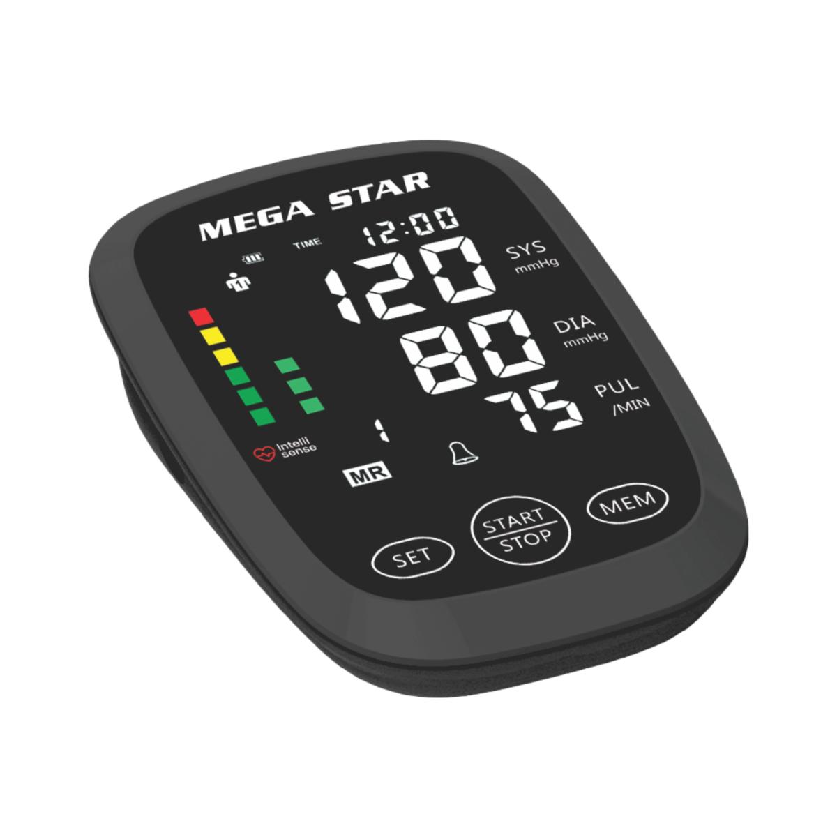 Pantalla LCD
Presión: 0~299mmHg
Pulso: 40~180lat/min
Indicador de latido irregular del corazón
Reloj
Alimentación: 4 pilas AAA / USB 5V