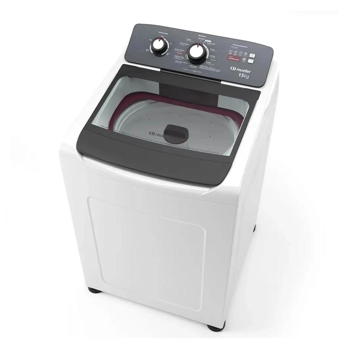 Lavarropa Automatico Mueller MLA15 15KG Blanco

La Lavarropa Automática Mueller MLA15ABB5E es la solución perfecta para familias que buscan eficiencia y rendimiento superior en el cuidado de su ropa. Se destaca por su impresionante capacidad de 15 kg, ideal para lavar grandes cargas, incluyendo edredones y ropa de cama. Con un diseño moderno y práctico, su carga frontal facilita la manipulación de las prendas y aprovecha mejor el espacio del hogar. Equipada con 11 programas de lavado, Además incluye funciones de Ultra centrifugación y doble aclarado, garantizando una limpieza y cuidado excepcionales. Con 5 niveles ajustables de agua, puedes adaptar el consumo de acuerdo a la carga, lo que contribuye a un uso más eficiente y ecológico del recurso. Su velocidad de centrifugado de 630 rpm asegura que tu ropa salga menos húmeda y más ligera, reduciendo el tiempo de secado posterior. Este equipo se presenta como una opción robusta y confiable. 

Características técnicas.

- Modelo: MLA15
- Tipo: Lavarropas automático de carga superior
- Capacidad: 15 kg de ropa húmeda
- Programas de lavado: 11 ciclos (incluye rápido en 27 min, lavado de edredón, doble aclarado)
- Niveles de agua: 5 niveles ajustables (máx. 136 L por ciclo)
- Ultracentrifugación: deja la ropa casi seca al terminar
- Velocidad de centrifugado: 630 rpm
- Dispenser triple: para detergente, suavizante y blanqueador
- Filtro de pelusas: desmontable, en el agitador
- Sistema de lavado: agitación automática con función solo centrifugar
- Dimensiones: 106 × 67,5 × 73,5 cm • Peso: ~39,3 kg
- Construcción: gabinete metálico, tapa transparente, pies regulables, salida de agua automática con reaprovechamiento, protección en motor