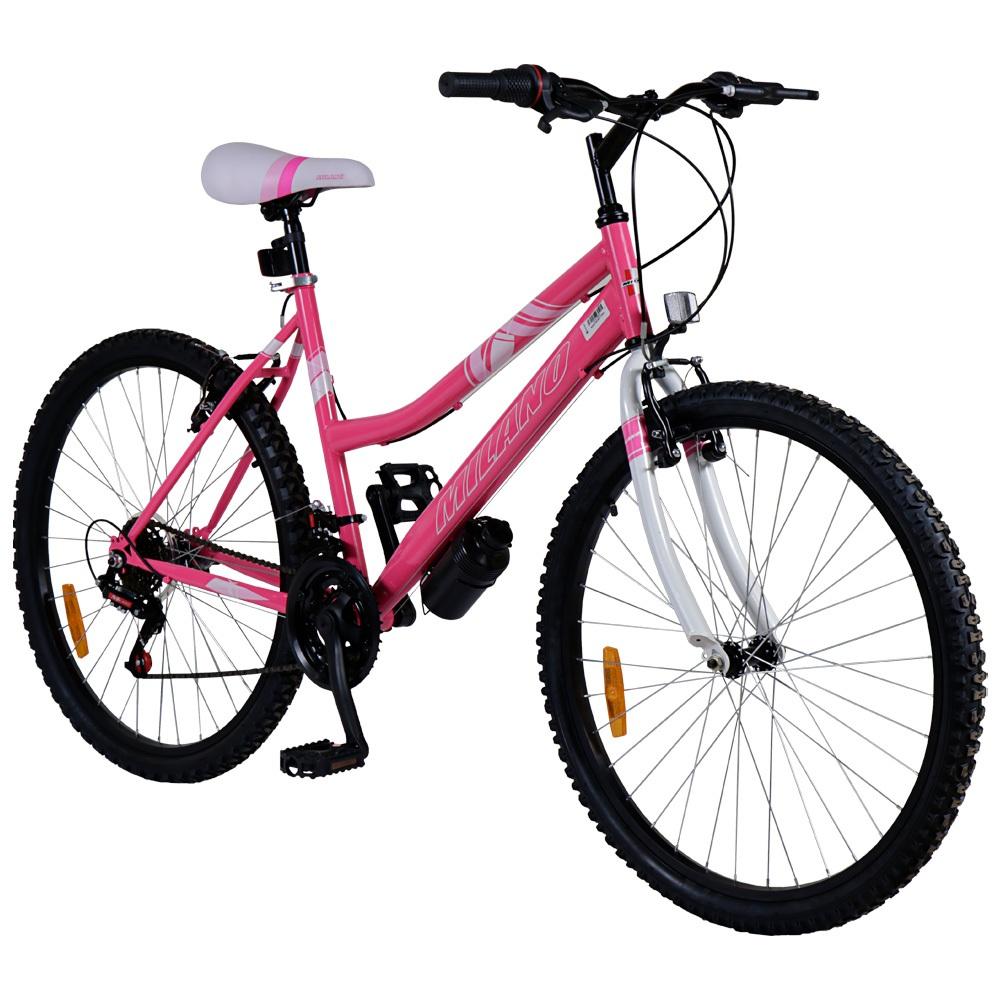 - Marca: MILANO
- Tipo de Bicicleta: MTB
- Aro: 26”
- Tipo de Producto: BICICLETA
- Modelo: ACTION
- Color: ROSADO
- Cubiertas: TODO TERRENO (26" X 2.125)
- Descarrilador Delantero: DESC. MILANO
- Descarrilador Trasero: DESC. MILANO
- Frenos: V-BRAKE
- Material de Cuadro: ALEACIÓN
- Cuadro: CUADRO BAJO - DAMA
- Suspensión: RIGIDA
- Tipo de suspensión: RIGIDA
- Velocidades: 21