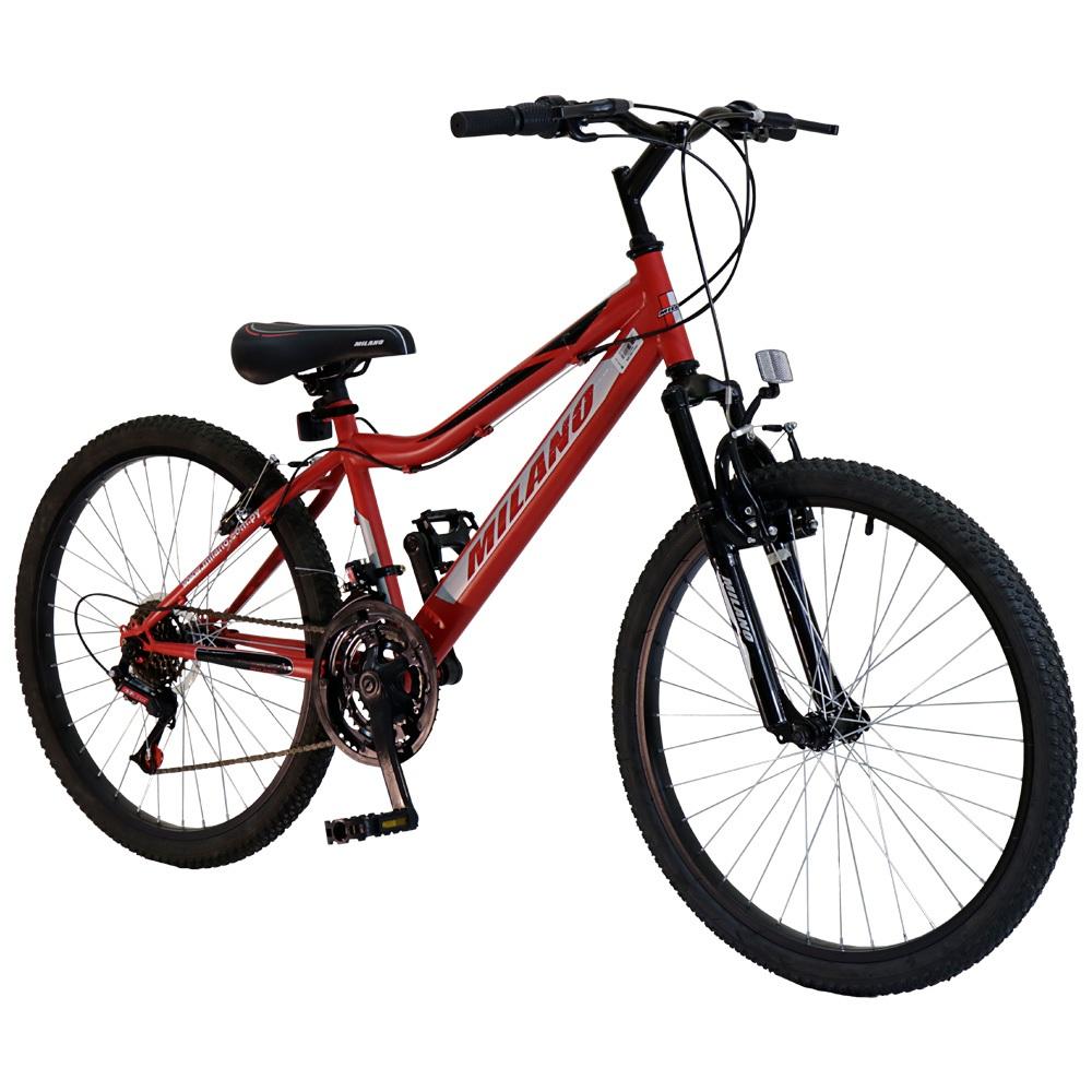 Marca: MILANO
Tipo de Bicicleta: MTB
Aro: 24”
Tipo de Producto: BICICLETA
Modelo: TORINO
Color: ROJO
Cubiertas: TODO TERRENO (26" X 2.125)
Descrallador Delantero: DESC. MILANO
Descrallador Trasero: DESC. MILANO
Frenos: V-BRAKE
Material de Cuadro: ALEACIÓN
Cuadro: CUADRO BAJO - UNISEX
Suspensión: RIGIDA
Tipo de suspensión: RÍGIDA
Velocidades: 18