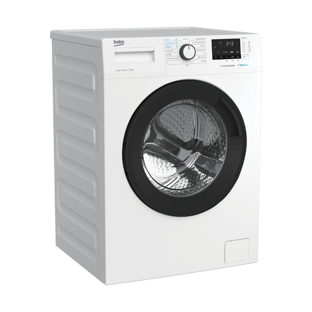 Descubre el lavarropas Beko WTA8612XSWR de 8 kg, la opción perfecta para hogares pequeños y medianos. Con múltiples programas de lavado, incluyendo ciclos rápidos y específicos para tejidos delicados, este modelo se adapta a todas tus necesidades. Su diseño moderno y panel intuitivo hacen que su uso sea sencillo y eficiente. Además, cuenta con tecnologías que ahorran agua y energía, ayudándote a reducir tus facturas. Confía en el Beko WTA8612XSWR para mantener tu ropa impecable, combinando rendimiento y cuidado en cada lavado. ¡Haz de la lavandería una tarea fácil!

ALTO: 84 CM
ANCHO: 60 CM
CANTIDAD DE PROGRAMAS: 15
CAPACIDAD: 8 KG
CIERRE DE SEGURIDAD: SI
COLOR: BLANCO
CONSUMO DE ENERGIA: 175 kWh
EFICIENCIA ENERGETICA: A+++
FUNCION DE VAPOR: CURADO CON VAPOR
NIVEL DE RUIDO: LAVADO: 55 dBA / CENTRIFUGADO: 74 dBA
PANEL DE CONTROL: DIGITAL
PROFUNDIDAD: 59 CM
SEGURIDAD: BLOQUEO PARA NIÑOS, ANTIFUGAS
VOLTAJE: 230 / 50 Hz