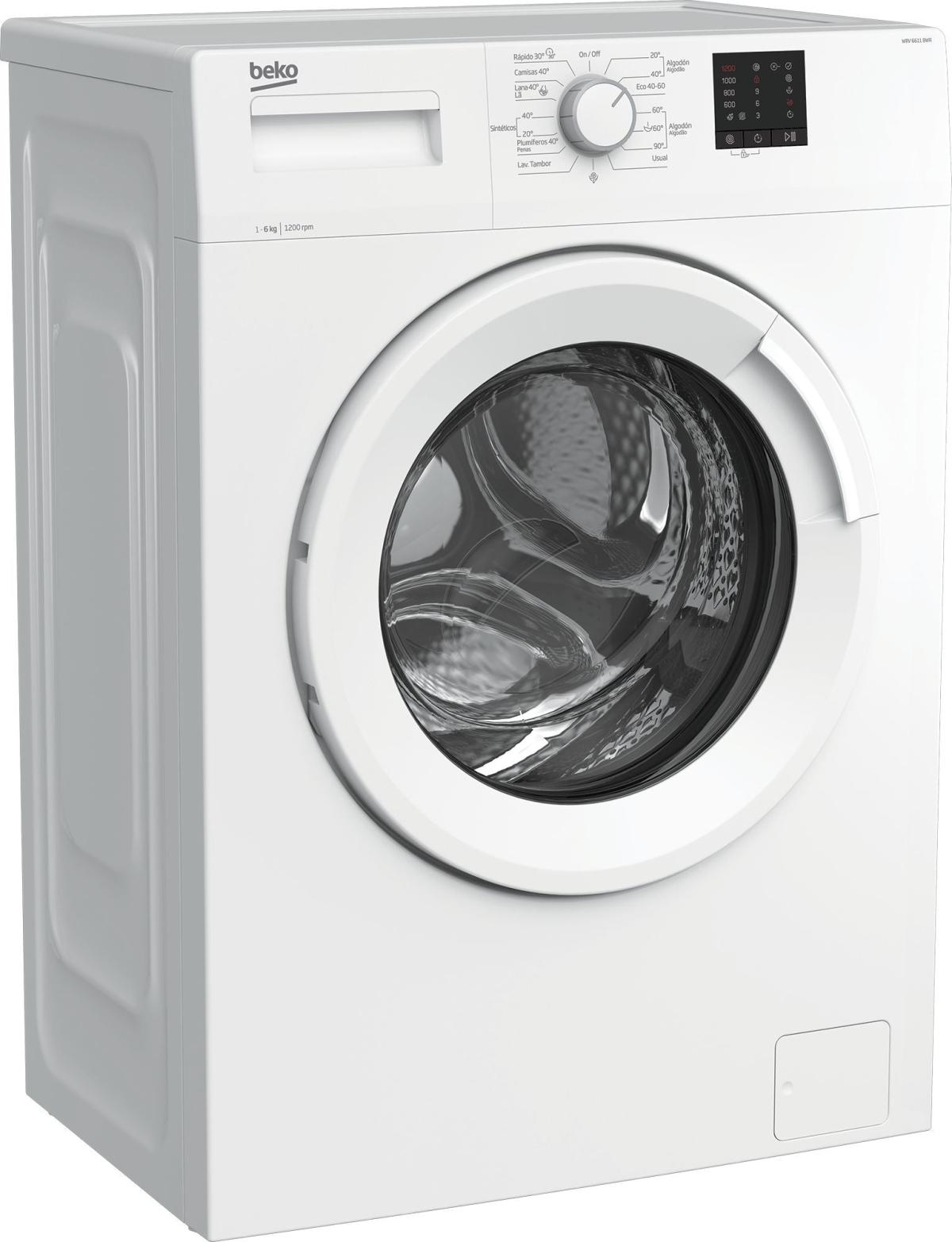 Optimiza tu rutina de lavandería con el lavarropas Beko 6 kg WRV 6611BWR. Con su capacidad de 6 kg y una variedad de programas de lavado, ofrece flexibilidad y eficiencia para tus necesidades diarias. Su diseño moderno y compacto se adapta perfectamente a cualquier espacio. Equipa tecnología avanzada para un bajo consumo de agua y energía, garantizando resultados impecables con cada uso. Ideal para quienes buscan rendimiento y ahorro en un solo equipo.

ALTO: 84 CM
ANCHO: 60 CM
CANTIDAD DE PROGRAMAS: 15
CAPACIDAD: 6 KG
CARGA: FRONTAL
CIERRE DE SEGURIDAD: BLOQUEO p/ NIÑOS
COLOR: BLANCO
NIVEL DE RUIDO: 62 dBA / SECADO: 75 dBA
PANEL DE CONTROL: LED
PROFUNDIDAD: 44 CM
TIPO: LAVARROPAS AUTOMÁTICO
VELOCIDAD DE CENTRIFUGADO: 1200 RPM
VOLTAJE: 230 V / 50 Hz