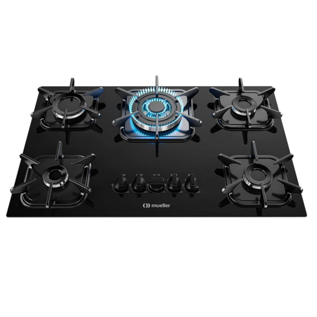 Anafe Mueller a Gas 5 Hornallas Negro
Con cinco hornallas de diferentes tamaños, permite cocinar varios platos al mismo tiempo, adaptándose a tus necesidades. Su diseño elegante y robusto complementa cualquier cocina, mientras que los materiales de alta calidad aseguran durabilidad y resistencia al uso diario. Fácil de limpiar y mantener, este anafe ofrece un rendimiento confiable y un acabado moderno para tus recetas favoritas.

Características Tecnicas 
Número de Hornallas: 5 hornallas de diferentes tamaños para mayor versatilidad en la cocina
Material: Superficie de acero inoxidable o esmalte negro resistente al calor y fácil de limpiar.
Quemadores: Quemadores de alta potencia para una cocción eficiente y uniforme
Medidas: Dimensiones adecuadas para adaptarse a espacios estándar de cocina
Seguridad: Sistema de seguridad que evita escapes de gas y asegura un uso seguro

Otras Especificaciones 
-Con rejillas individuales de hierro fundido
-6 puntos de apoyo y sistema de encaje exclusivo Mueller, garantizando más estabilidad a las ollas y seguridad en la preparación de los ingresos.

Medidas del producto 
-Alto: 10,5cm 
-Largo: 68cm 
-Profundidad: 44cm

Medidas del nicho para la instalación:
- L 62cm x P 37,5 cm

El nuevo Cooktop Gourmet Mueller 5 bocas ofrece belleza, modernidad y seguridad para su cocina.