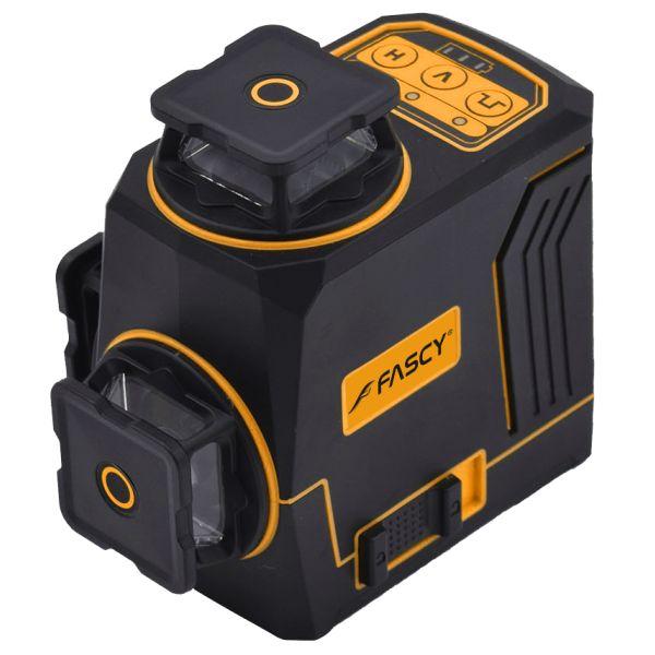 FASCY es una marca paraguaya reconocida por su amplia variedad de máquinas y herramientas, que abarca desde herramientas manuales y máquinas eléctricas a batería hasta equipos de construcción. Comprometidos constantemente con la innovación y la satisfacción del cliente, ofreciendo una garantía escrita de un año, así como soporte técnico y repuestos originales.

El nivel láser FASCY es una herramienta de uso profesional diseñado para determinar nivelaciones, proyecta 12 líneas para nivelar y medir. Fácil de usar, optimiza el tiempo y se realizan trabajos más precisos. Ideal para alinear objetos, cuadros, estantes, instalar zócalos, pisos, abertura para puertas, ventanas etc. Recomendado para construcciones, carpintería y uso doméstico en general.

ESPECIFICACIONES TÉCNICAS – MODELO NL3612
- Color del láser: Verde

Proyección del láser:
- 1 línea horizontal con 4 líneas
- 2 líneas verticales con 4 líneas
- Longitud de onda láser: 505 – 520 nm
- Campo de aplicación: Interior / Exterior
- Distancia de trabajo: 25 m
- Precisión: ±1.5 mm / 7 m
- Potencia del láser: 30 mW
- Rango de autonivelación: ±3°
- Estabilización: Magnética (≤4 s)
- Protección: IP54
- Alimentación: Batería de litio 3.7 V
- Temperatura de operación: -10 °C a +50 °C
- Dimensiones: 110 × 70 × 104 mm