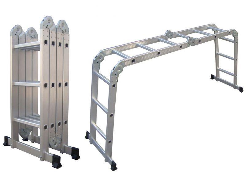La escalera articulada VCP modelo VCH000280 está diseñada para ofrecer máxima versatilidad, seguridad y estabilidad en múltiples configuraciones: como escalera extendida, en tijera o como andamio. Fabricada con aluminio normalizado de alta resistencia, cuenta con peldaños planos y sólidos, además de zapatas con goma antideslizante, lo que garantiza un uso seguro en todo tipo de superficies.

Ideal para tareas profesionales o domésticas, soporta hasta 150 kg y ofrece una excelente relación entre peso, durabilidad y funcionalidad. Su estructura liviana facilita el transporte y almacenamiento sin sacrificar firmeza.


Detalles
- Tareas de mantenimiento y reparación en
- Uso en obras de construcción y trabajos industriales.
- Acceso a áreas elevadas
- Limpieza y pintura de paredes 

- Material: Aluminio normalizado
- Configuración: 4 x 4 peldaños
- Medida cerrada: 1.28 m
- Medida extendida: 4.72 m
- Medida en tijera: 2.30 m
- Altura como andamio: 1.29 m
- Ancho: 37 cm
- Peso: 12.5 kg
- Capacidad máxima: 150 kg
- Origen: Paraguay

Características adicionales: Zapatas con goma antideslizante
Superficie de apoyo antideslizante
Parantes sólidos y livianos
