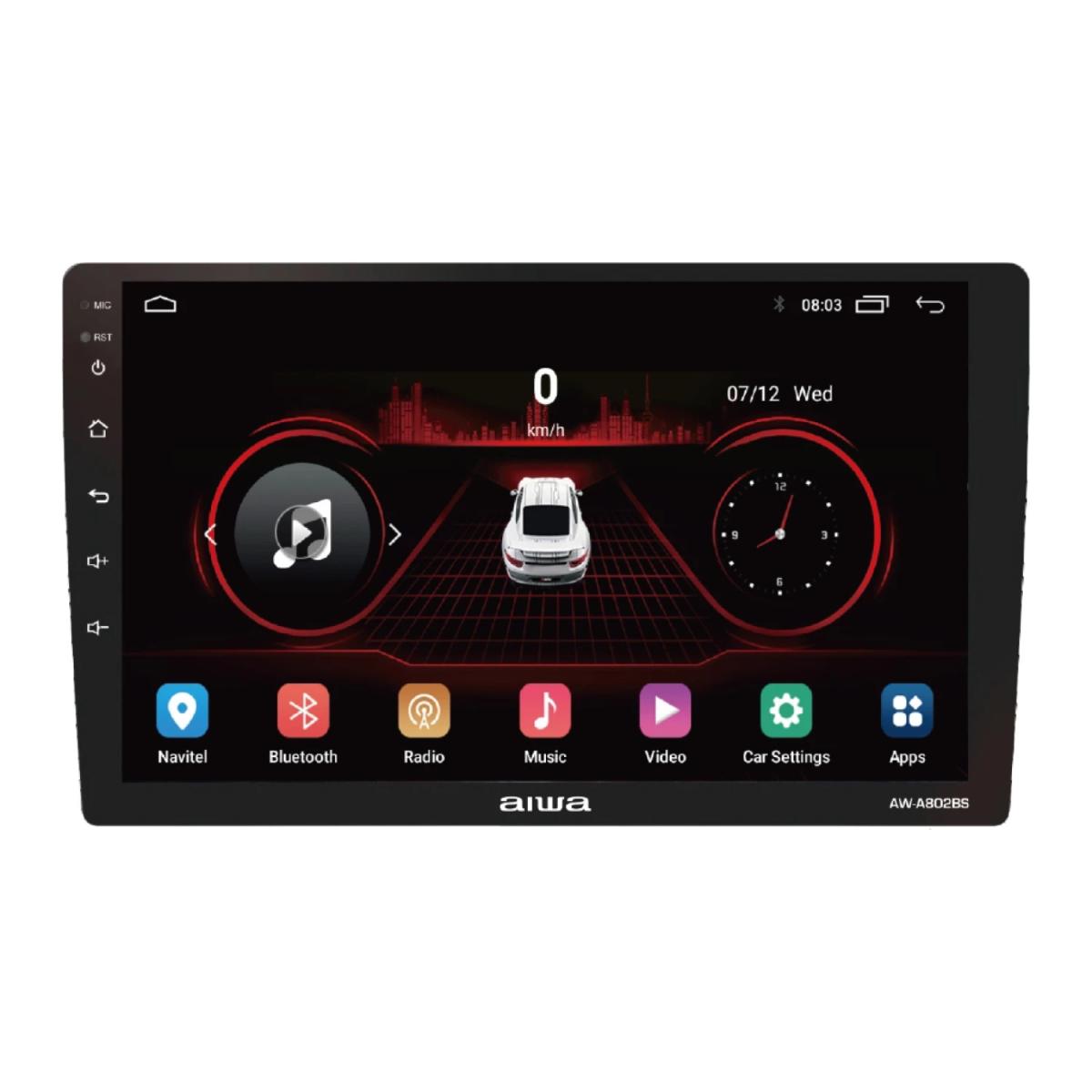La Radio Multimedia AIWA con Pantalla QLED de 9'', con sistema Android 11, es ideal para tu auto. Disfrutá de una imagen espectacular en su pantalla QLED de 9" HD. Ofrece GPS, Wi-Fi, Bluetooth y 50W x 4 de potencia. Compatible con Android Auto y CarPlay.

Especificaciones Técnicas
Sistema Operativo	Android 11.0
Memoria RAM	2GB
Almacenamiento	32GB
Tipo de Radio	2 DIN
Pantalla	Táctil QLED de 9 pulgadas
Resolución	HD 1280 x 720
Potencia	50W x 4
Procesador de Sonido	ASP 3313 con función de atenuación
Salidas de Audio/Video	RCA 4.1 canales (FU/FR/RU/RR/SUB)
Sintonizador	Digital con 18 memorias FM
Conectividad	Wi-Fi, GPS, Bluetooth V4.2
Compatibilidad	Android Auto y CarPlay
Entradas	AUX de Audio/Video, USB
Formatos de Video	MP4, MP5 (reproduce hasta 1080p)
Formatos de Audio	MP3, WMA
Formatos de Imagen	JPEG, GIF, PNG
Cámara de Reversa	Soporte para cámaras AHD
Control al Volante	Interfaz programable
Función Espejo	Mirrorlink vía USB
Funciones de Llamada	Acceso a agenda telefónica e identificador de llamadas