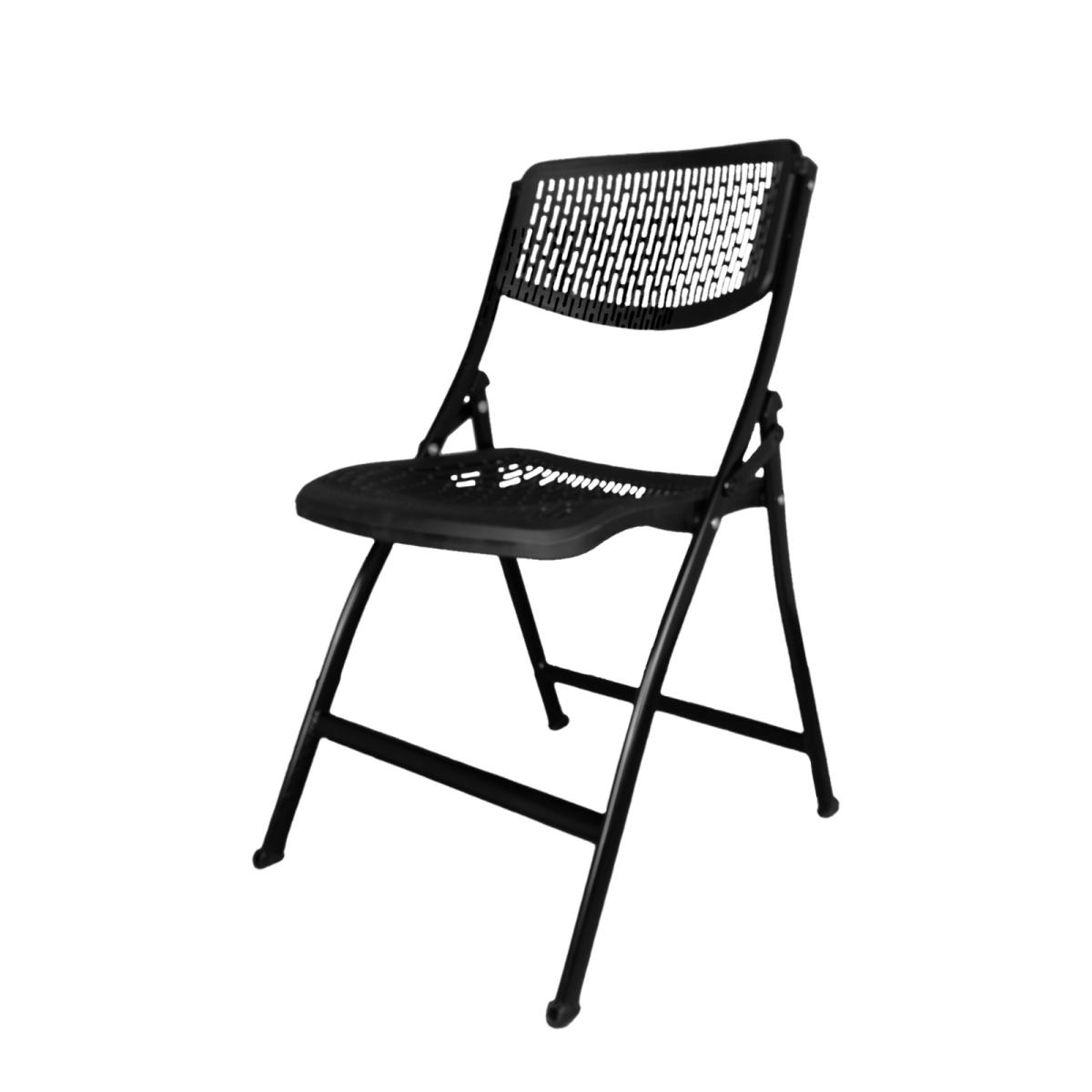 SILLA PLEGABLE NEGRA TIPO RATTAN
